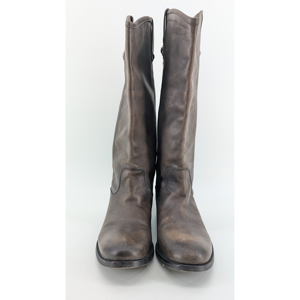 Frye Melissa Button Tall Riding Boots Charcoal Grey Leather Womens 9 B 3478013